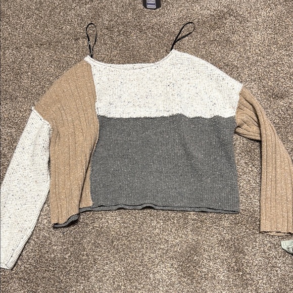 Miss Me Sweaters - Colorblock Sweater with Spaghetti Straps
